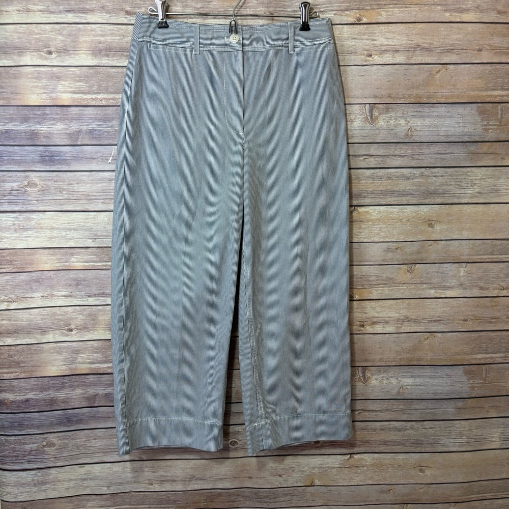 Talbots Wide Leg Crop Pants Pockets Summer Stripe Size 6